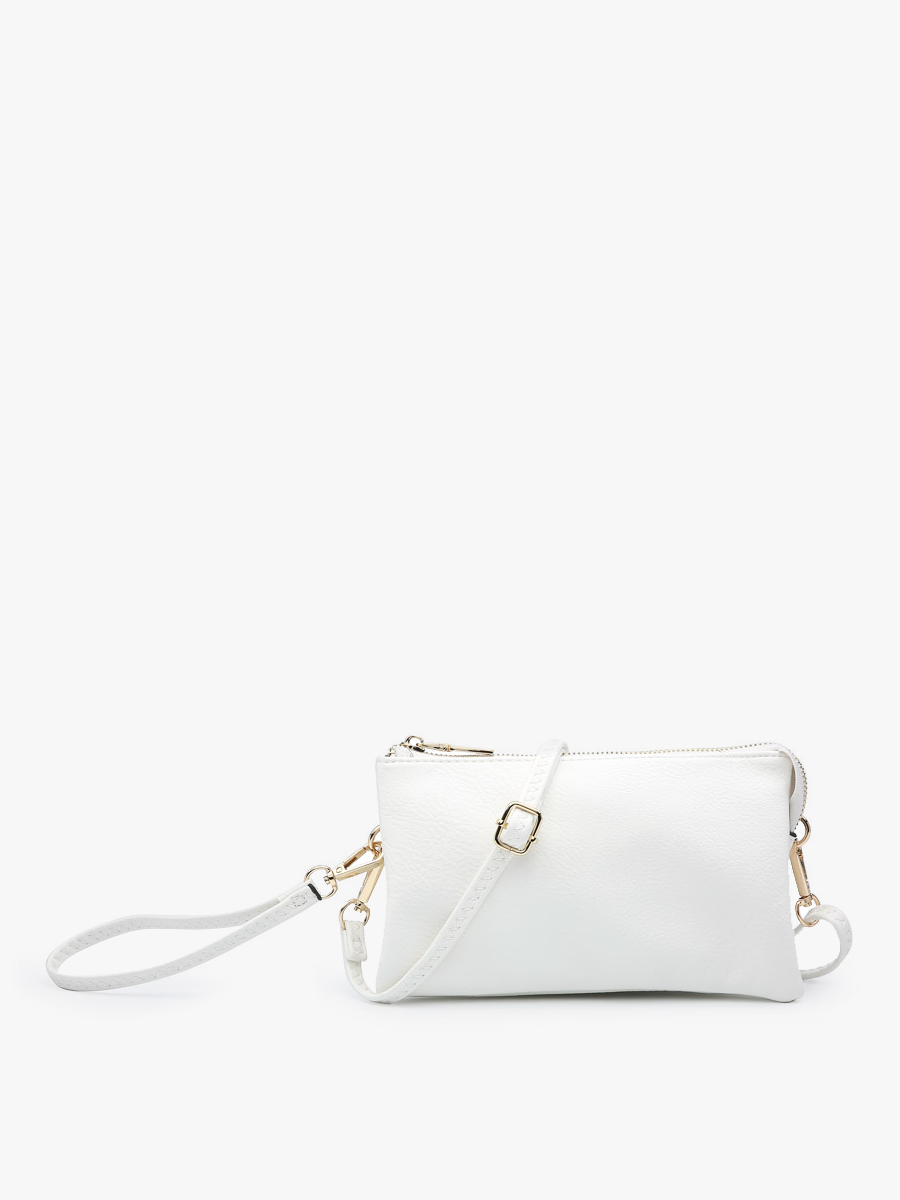 Riley Vegan Crossbody in White - Jen & Co. vegan handbag