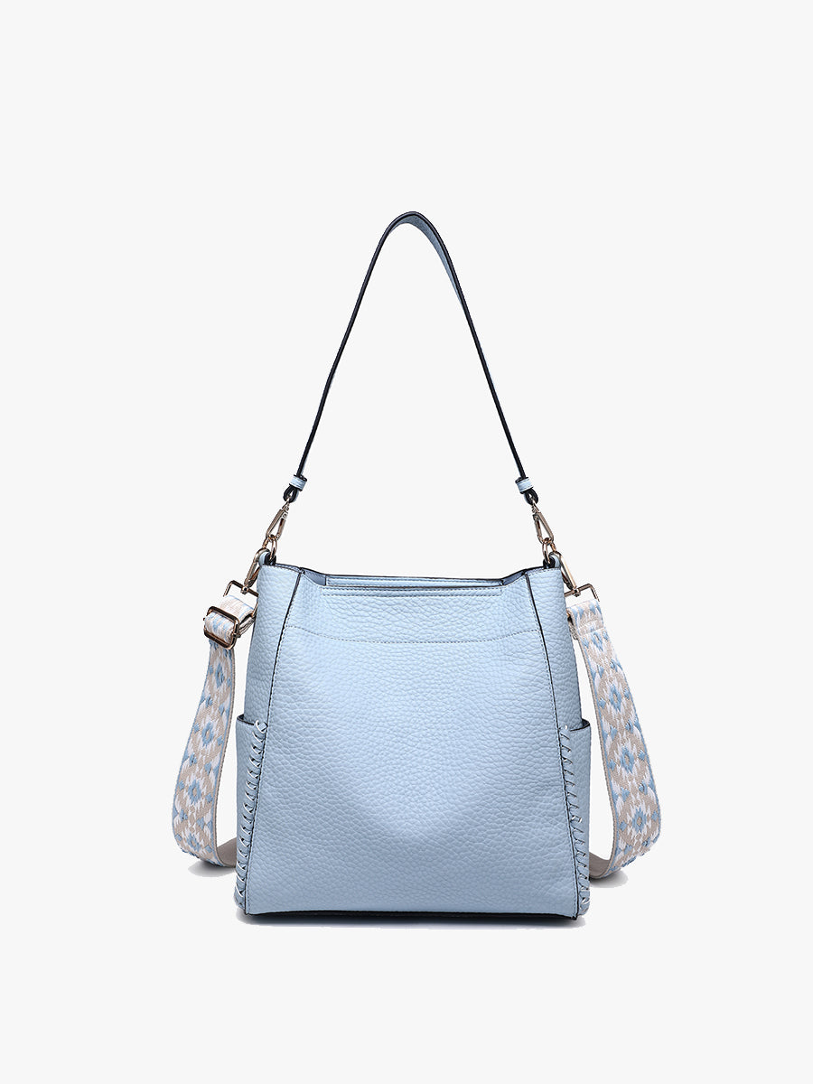 Penny Vegan Bucket Bag in Cloud Blue - Jen & Co. vegan handbag