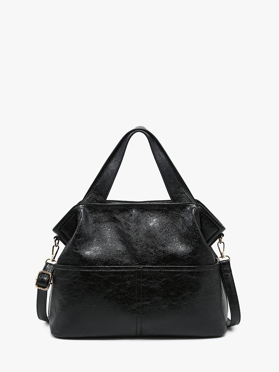 Isabella Vegan Satchel Black - Jen & Co. vegan handbag