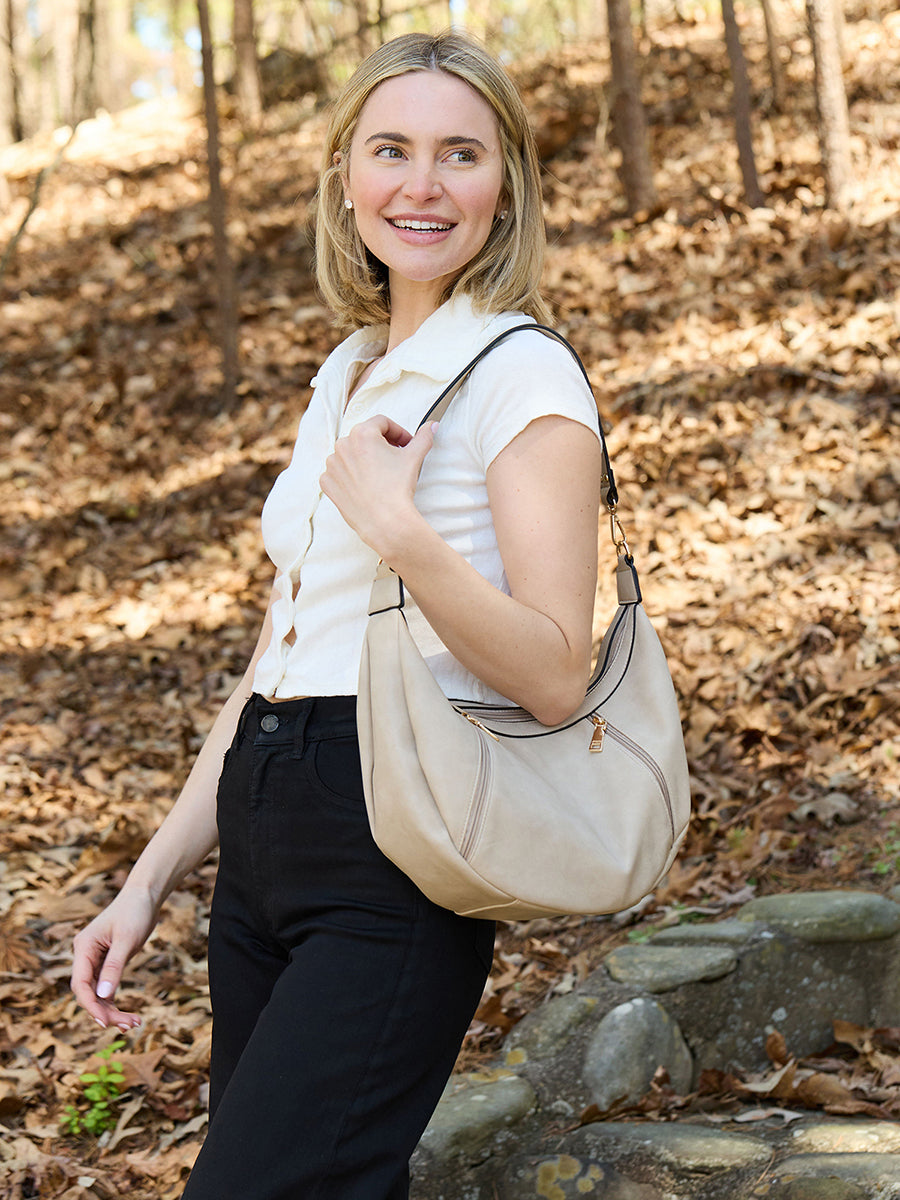 Lee Vegan Crescent Shoulder Bag - Jen & Co. vegan handbag