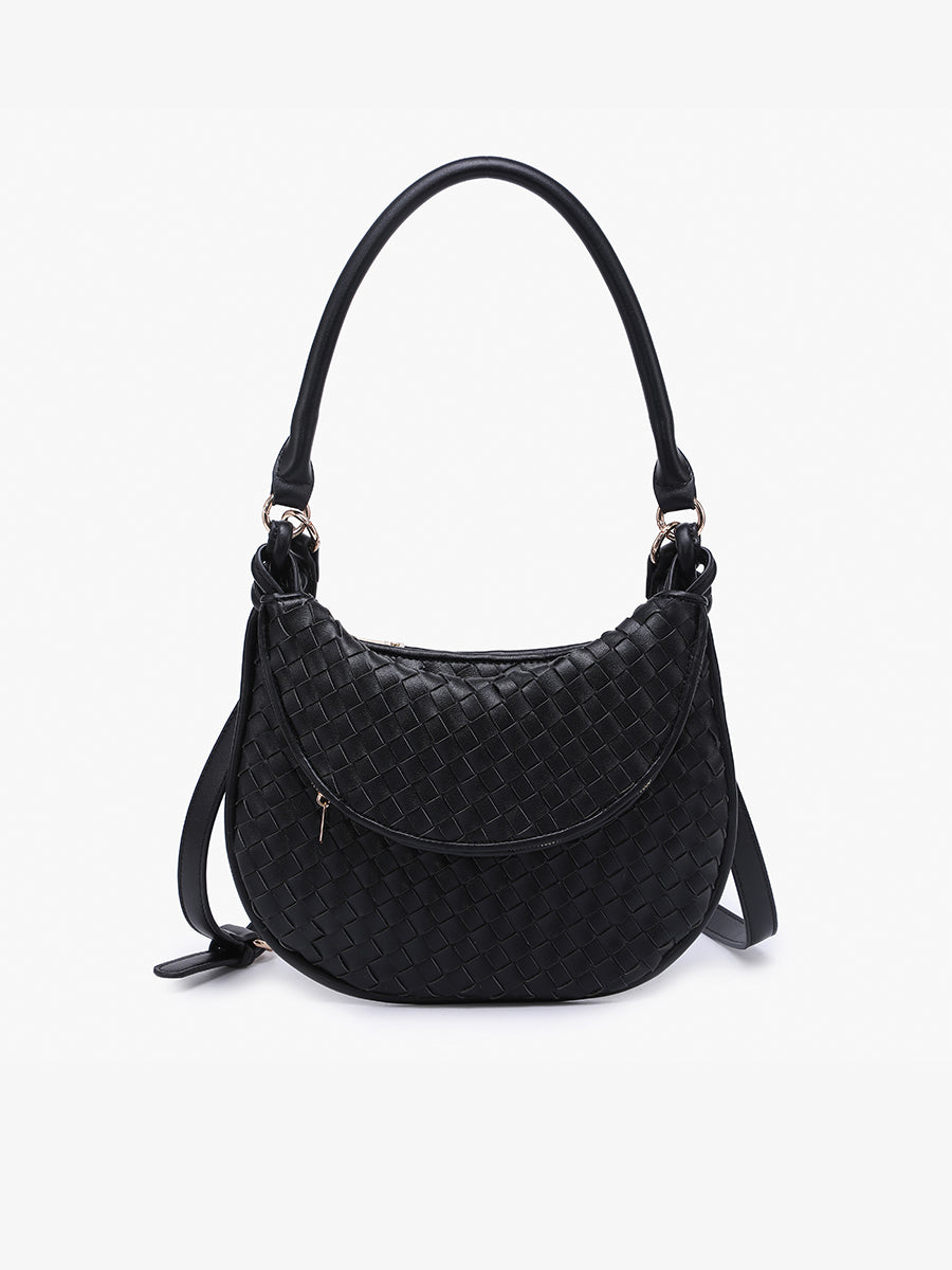 Kaylor Vegan Woven Crossbody Black - Jen & Co. vegan handbag
