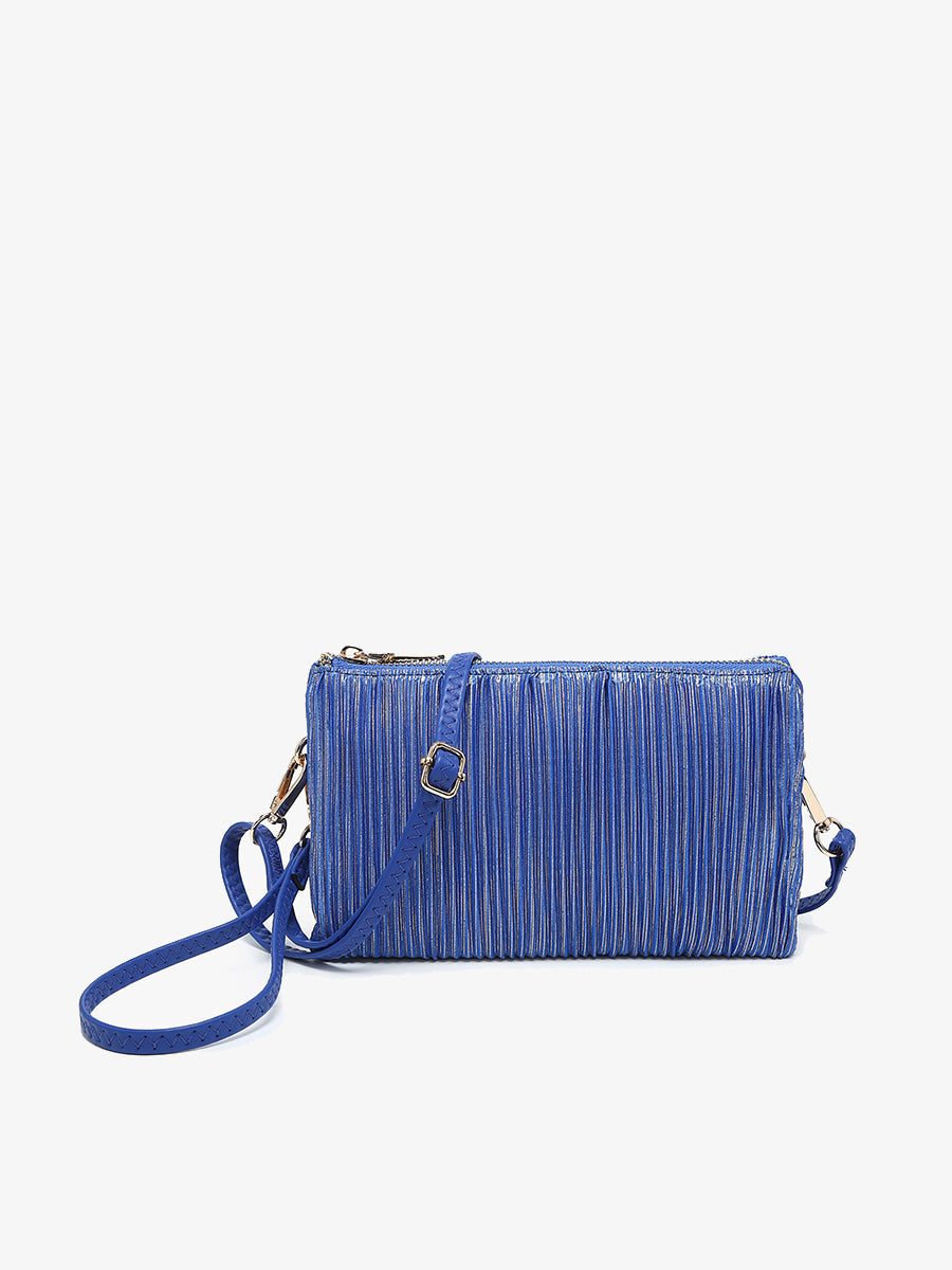 Riley Shimmer Stripe Crossbody in Royal Blue - Jen & Co. vegan handbag