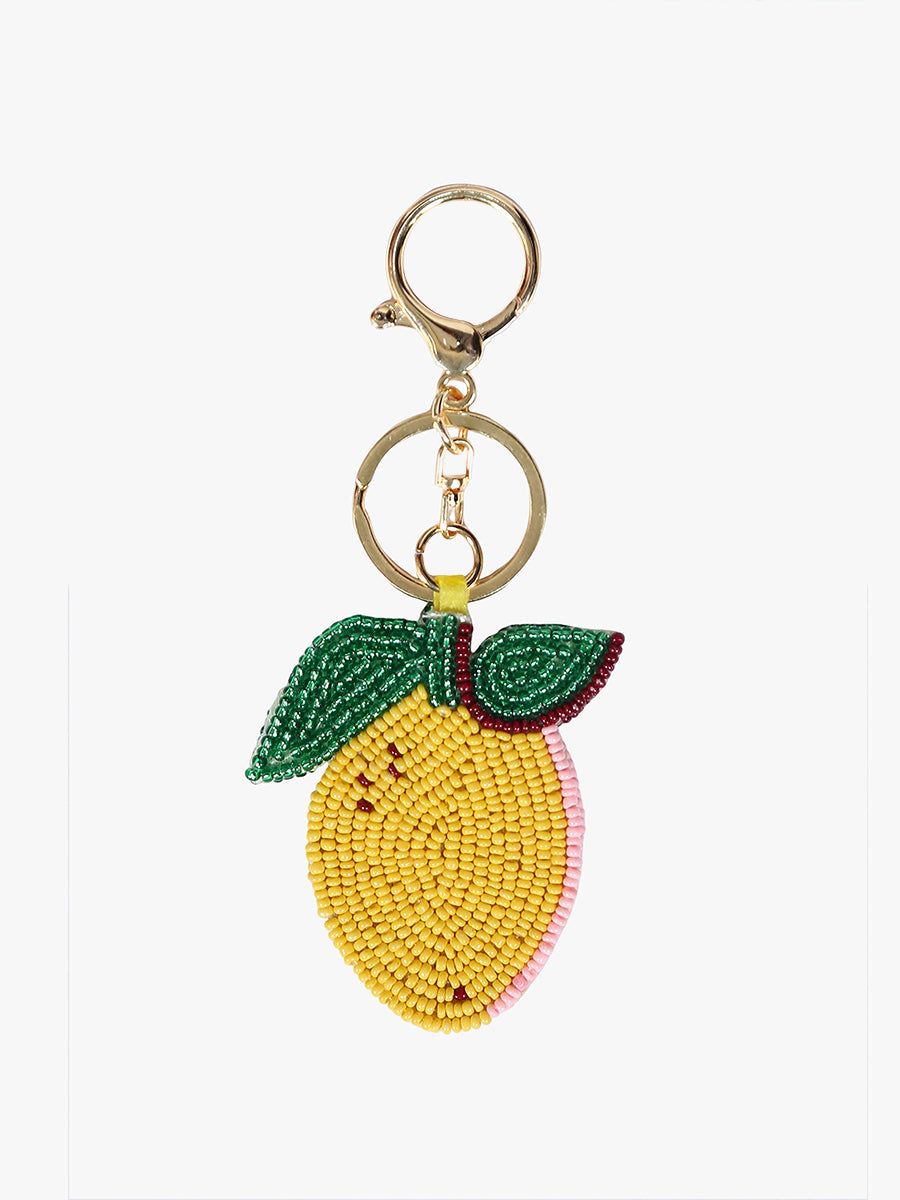 Beaded Bag Charm Lemon - Jen & Co. vegan handbag