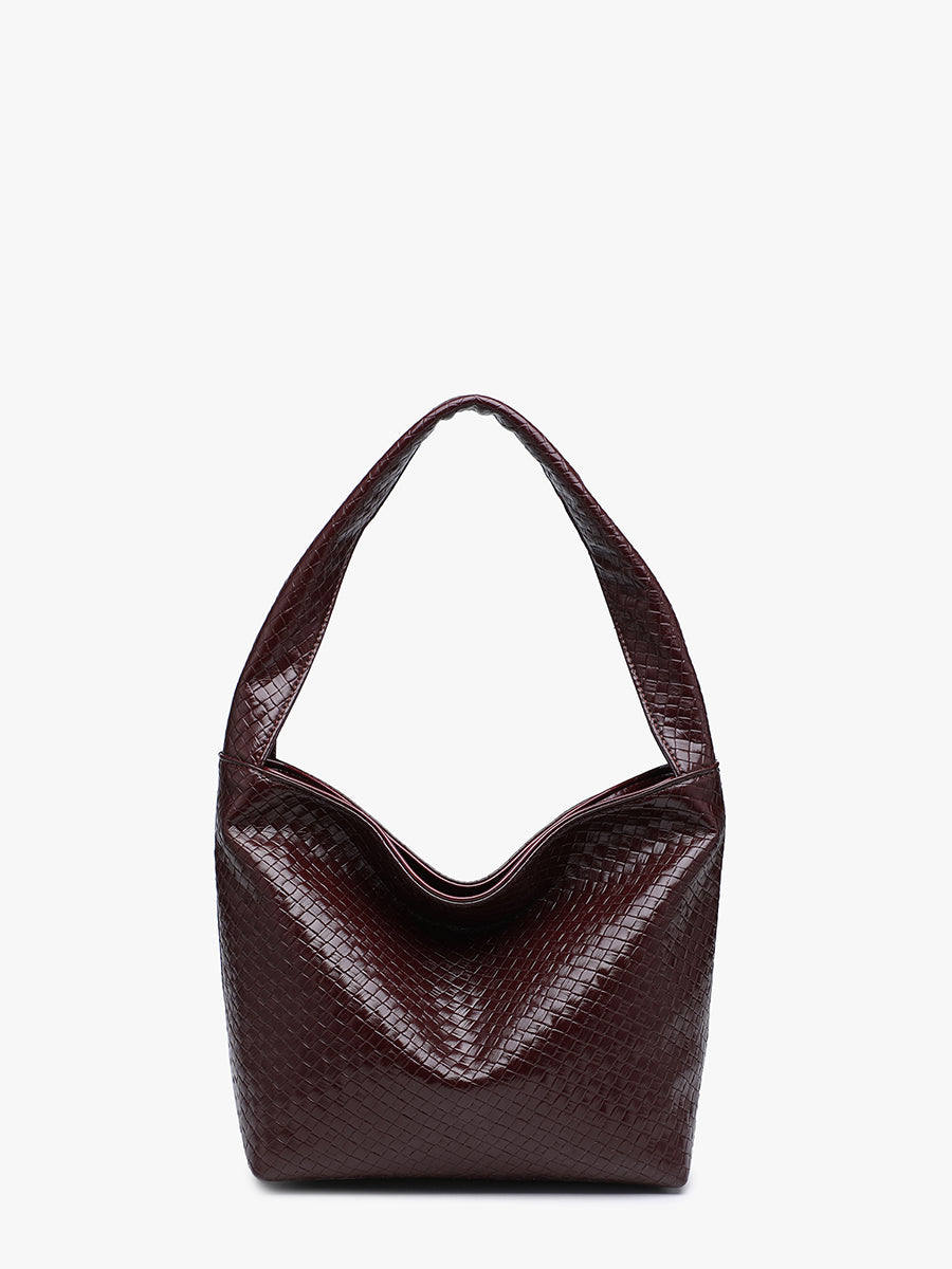 Selena Vegan Woven Hobo Sangria - Jen & Co. vegan handbag