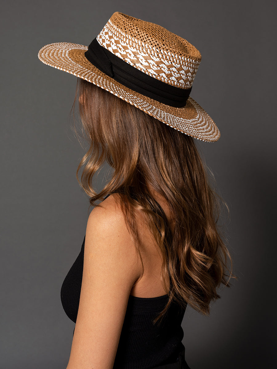 Zia Patterned Panama Hat - Jen & Co. vegan handbag