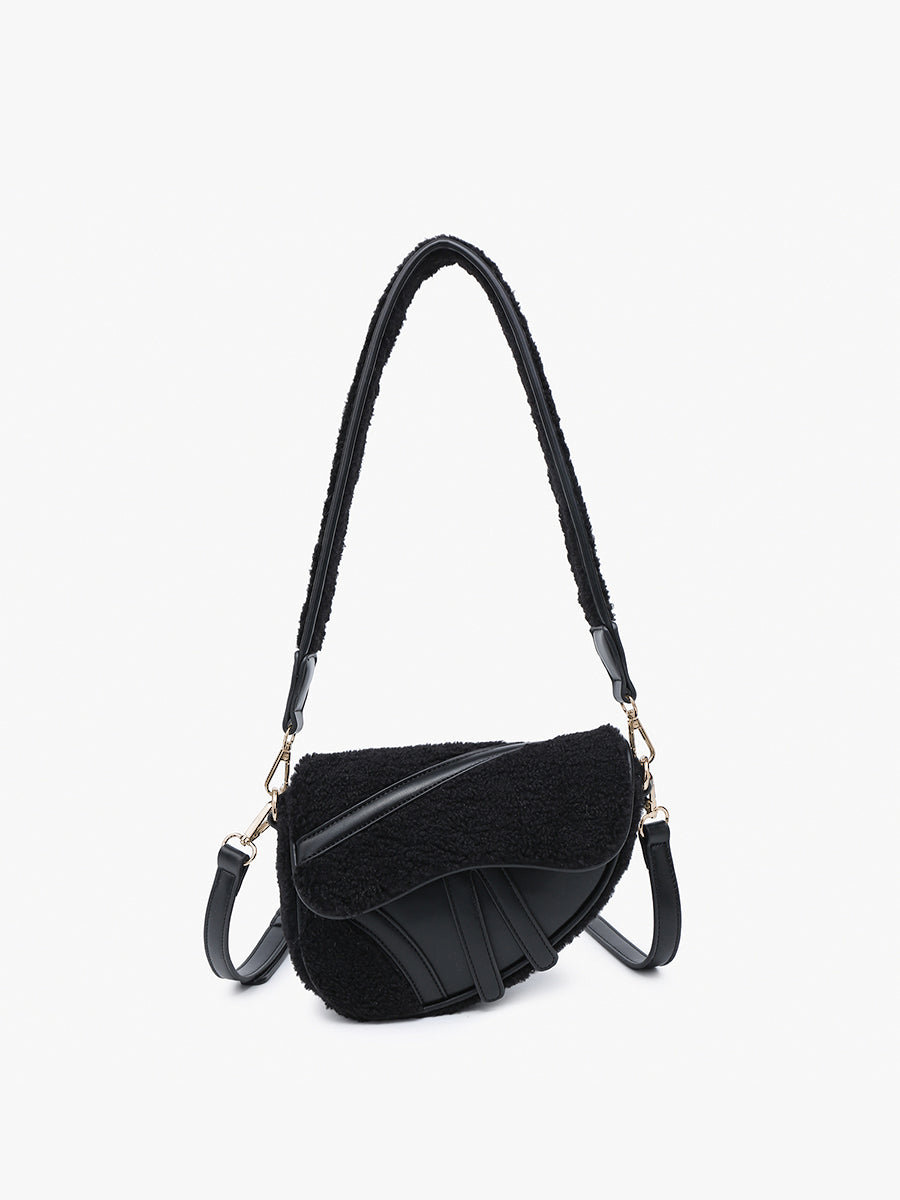Kori Vegan Sherpa Crossbody Black - Jen & Co. vegan handbag