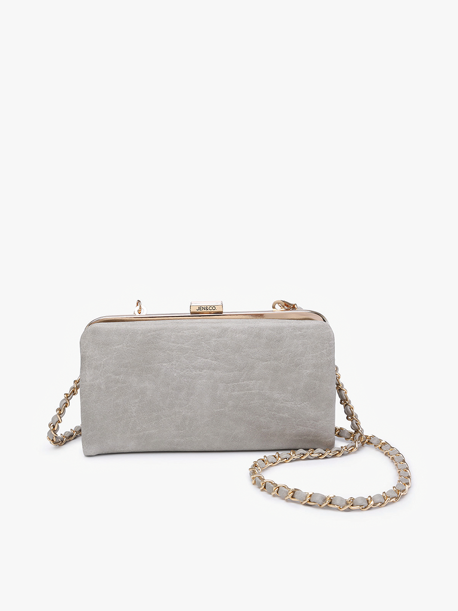 Sue Vegan Wallet Pouch in Lt. Grey - Jen & Co. vegan handbag