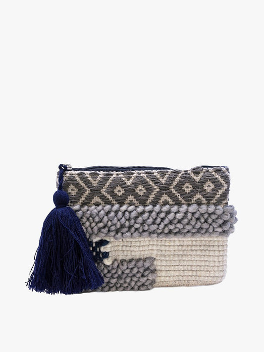 "Adalaide Printed Cotton Pouch Blue/Grey"