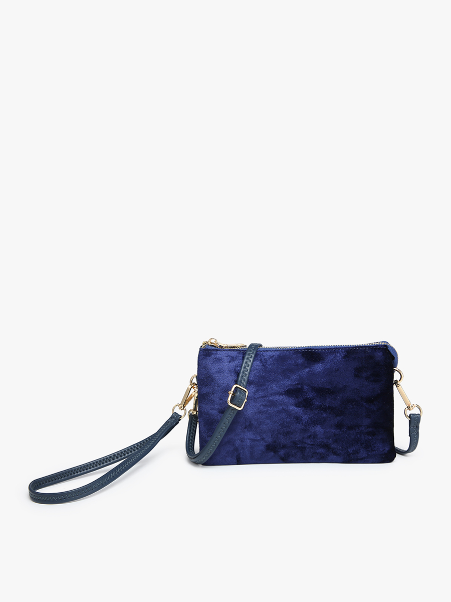 Riley Velvet Crossbody Navy - Jen & Co. vegan handbag