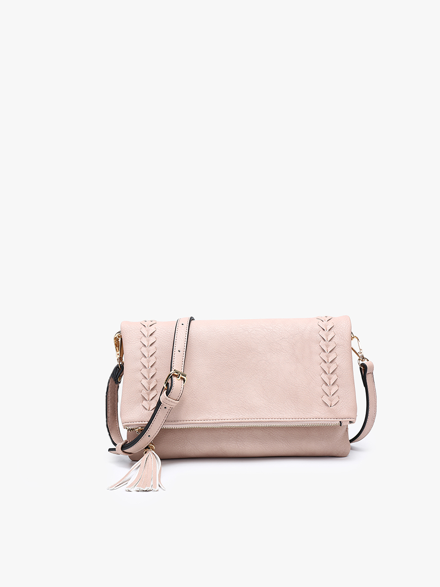 Isadora Vegan Dist Whipstitch Crossbody Mauve - Jen & Co. vegan handbag