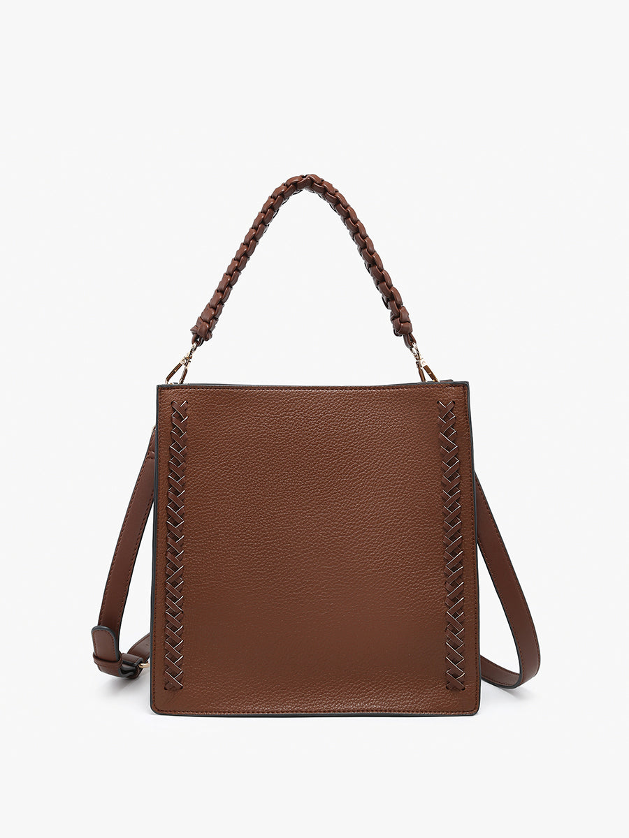 Esme Vegan Whipstitch Tote Brown - Jen & Co. vegan handbag