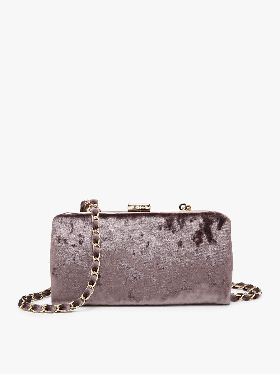 Sue Velvet Wallet Pouch Grey - Jen & Co. vegan handbag