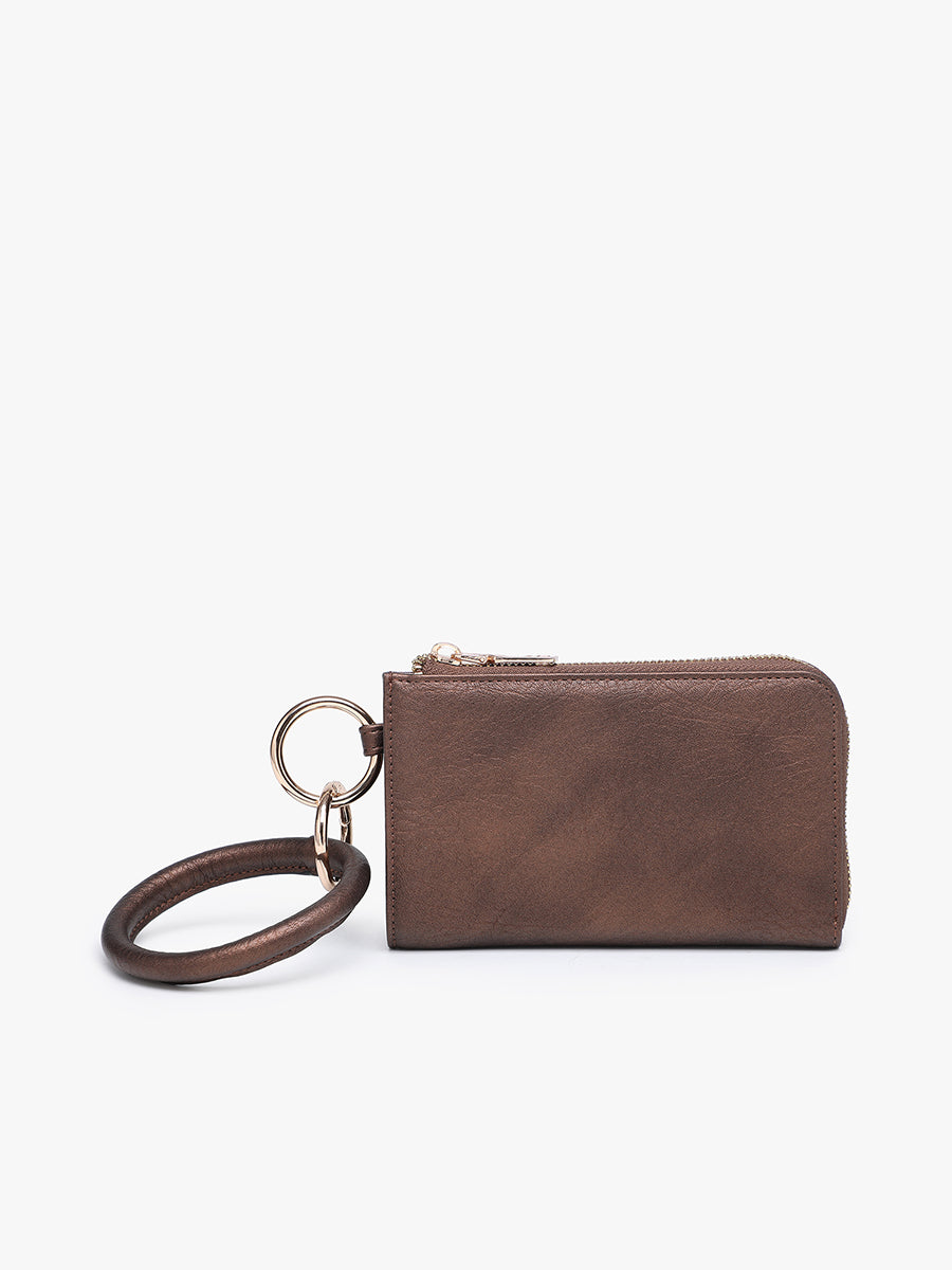 Liv Vegan Bangle Wristlet Cocoa Pearl - Jen & Co. vegan handbag
