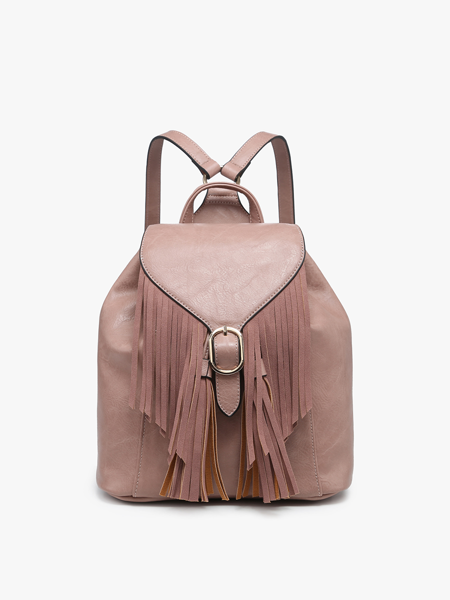 Jewel Vegan Bucket Backpack in Mauve - Jen & Co. vegan handbag