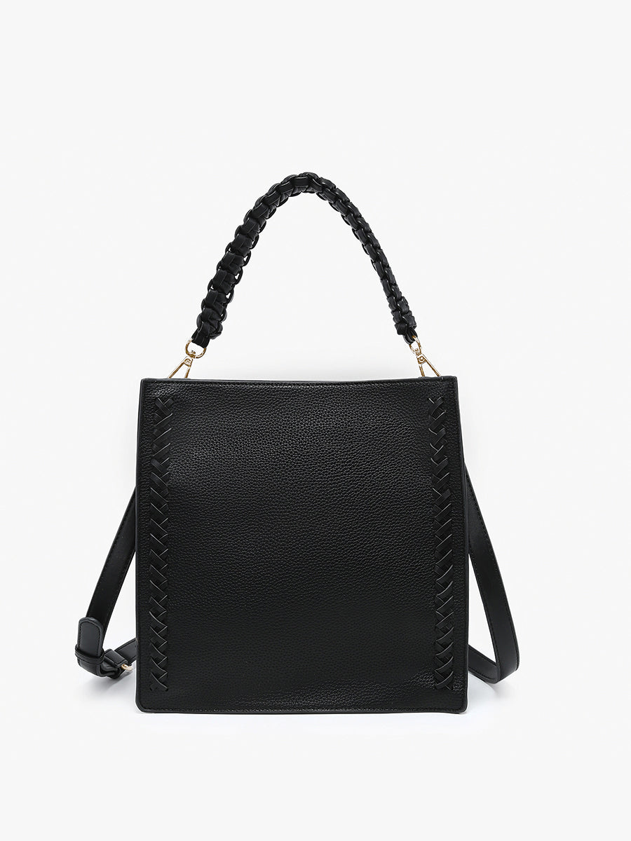 Esme Vegan Whipstitch Tote Black - Jen & Co. vegan handbag