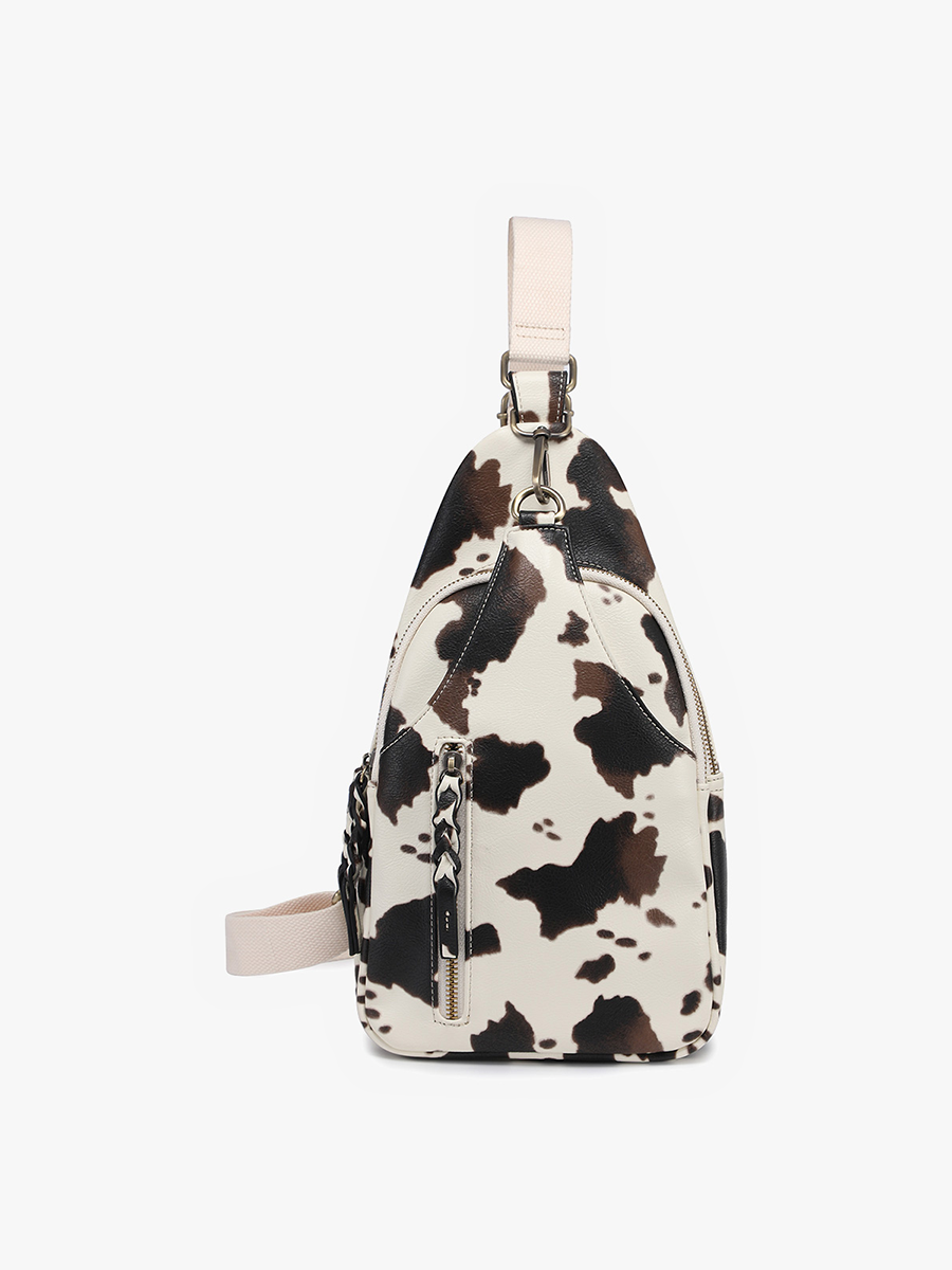 Nikki Vegan Sling Pack Bag Cow - Jen & Co. vegan handbag