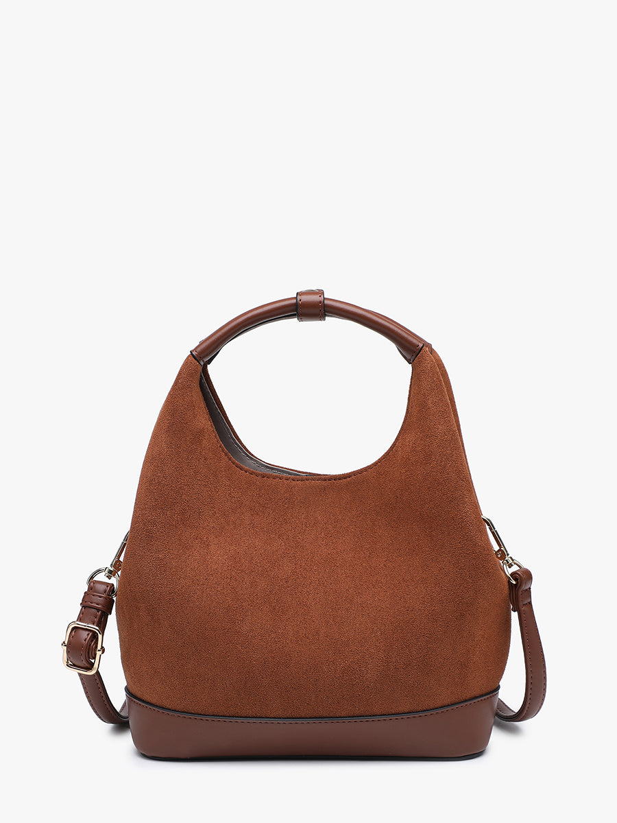 McKenna Vegan Suede Bucket Bag Brown - Jen & Co. vegan handbag