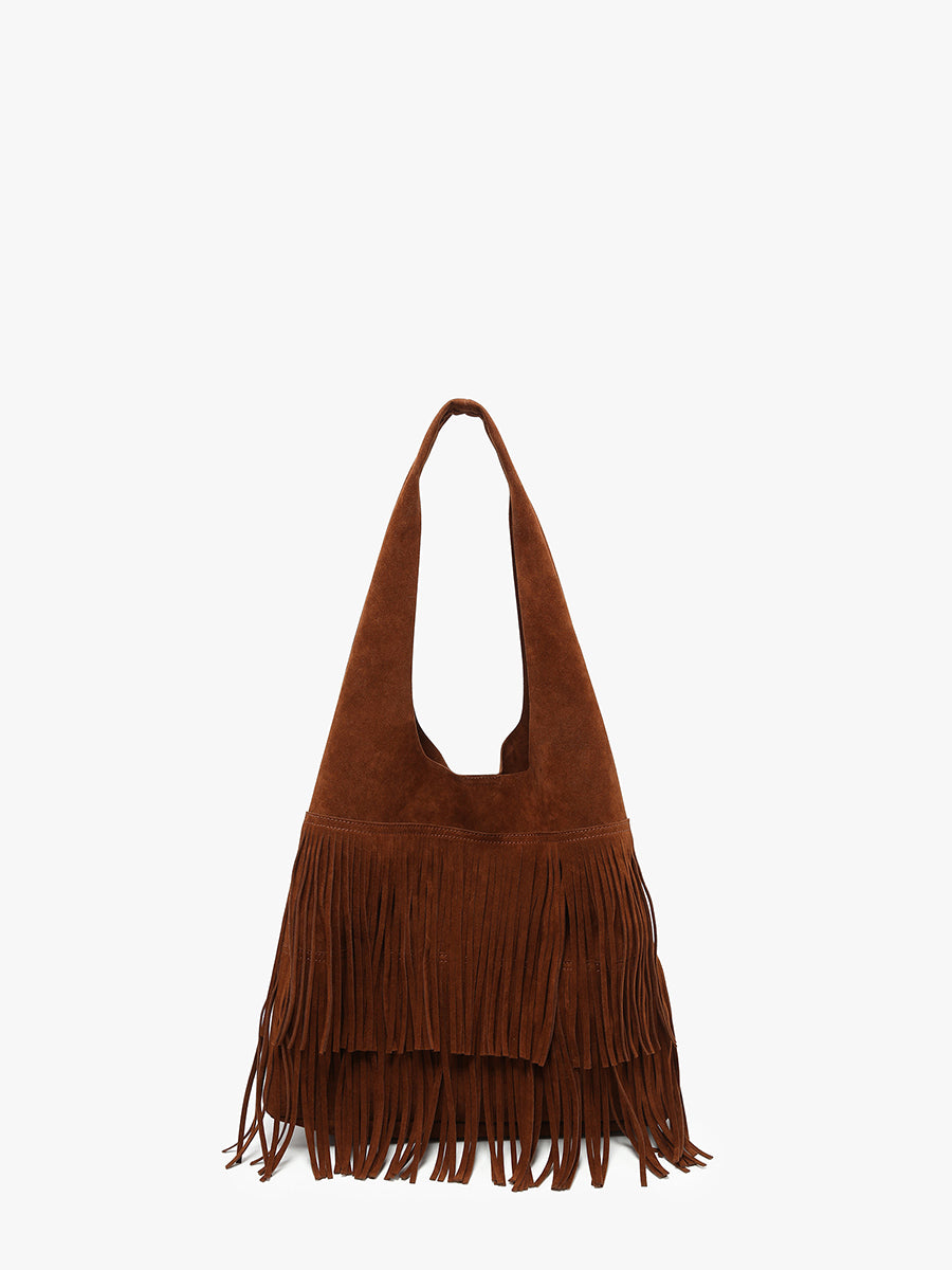 Samara Vegan Suede Hobo Brown - Jen & Co. vegan handbag