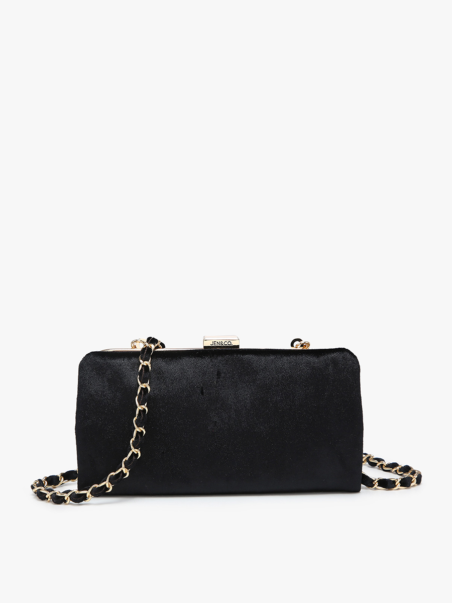 Sue Velvet Wallet Pouch Black - Jen & Co. vegan handbag