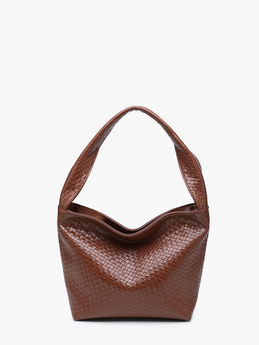 Selena Vegan Woven Hobo Brown - Jen & Co. vegan handbag