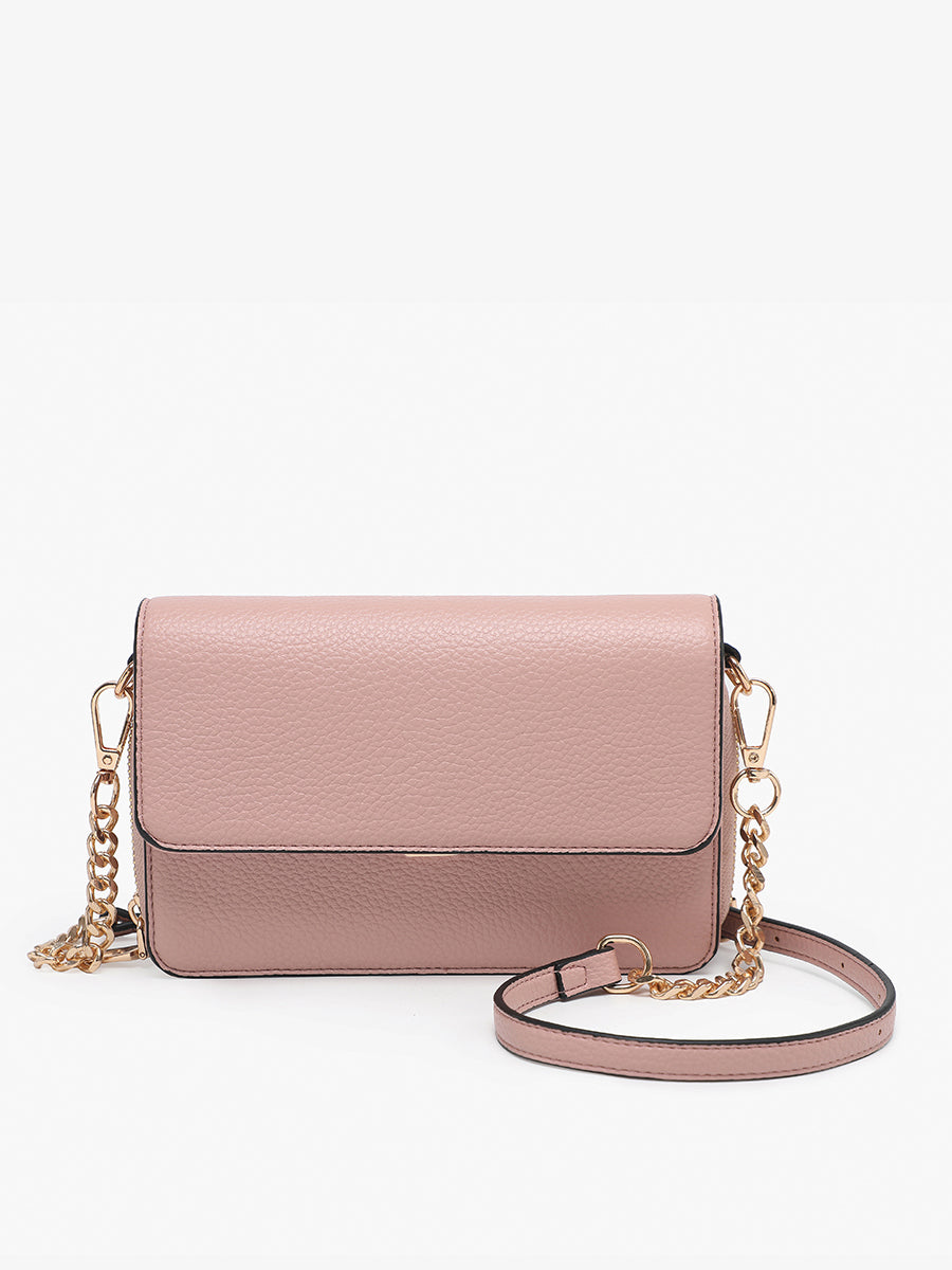 Lauryn Vegan Push-Lock Crossbody Nude - Jen & Co. vegan handbag