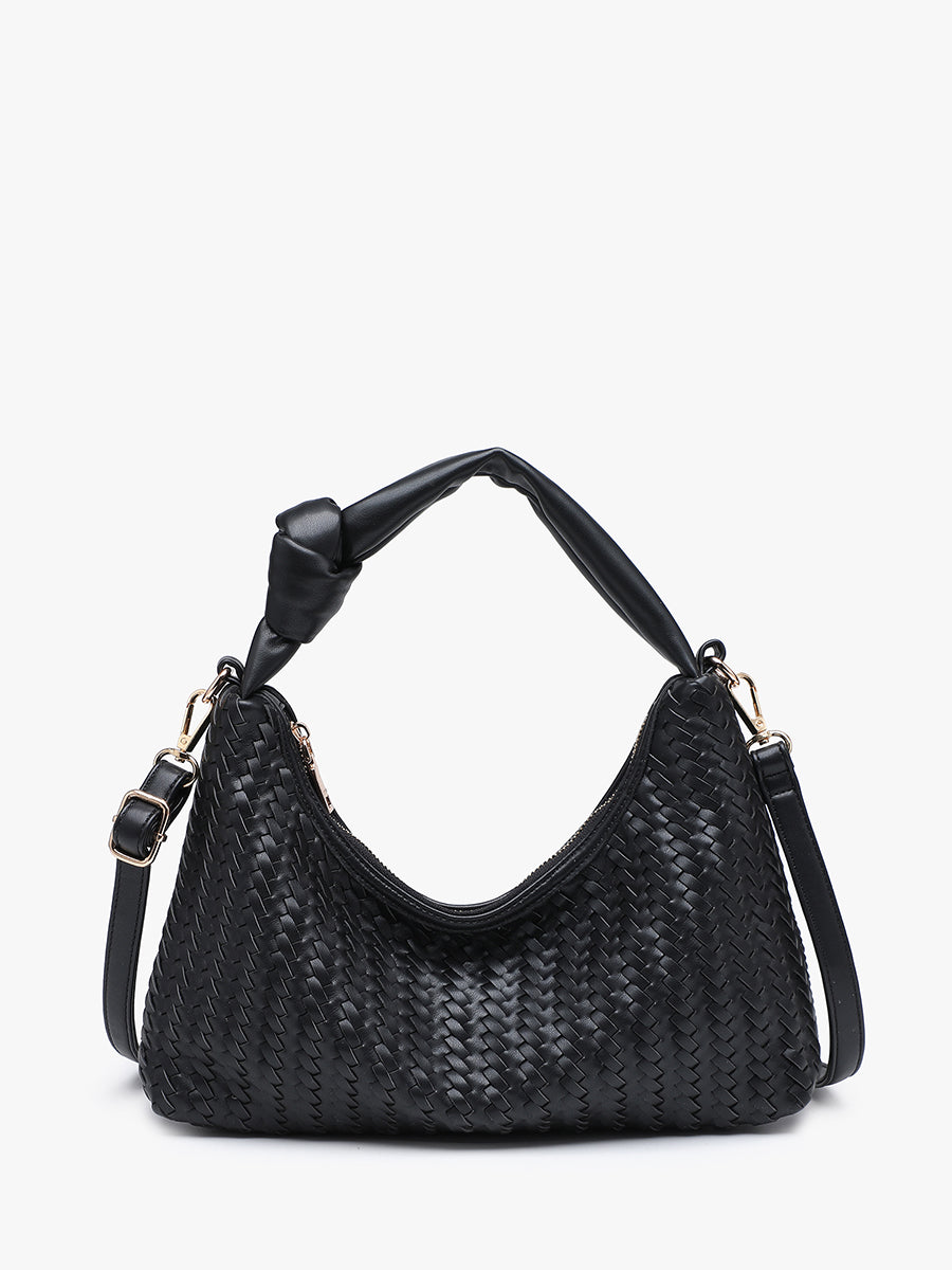 Morgan Vegan Woven Crossbody Black - Jen & Co. vegan handbag