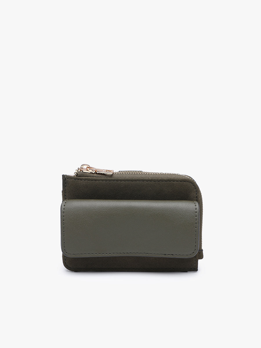 Joanna Vegan Suede Wallet Olive - Jen & Co. vegan handbag
