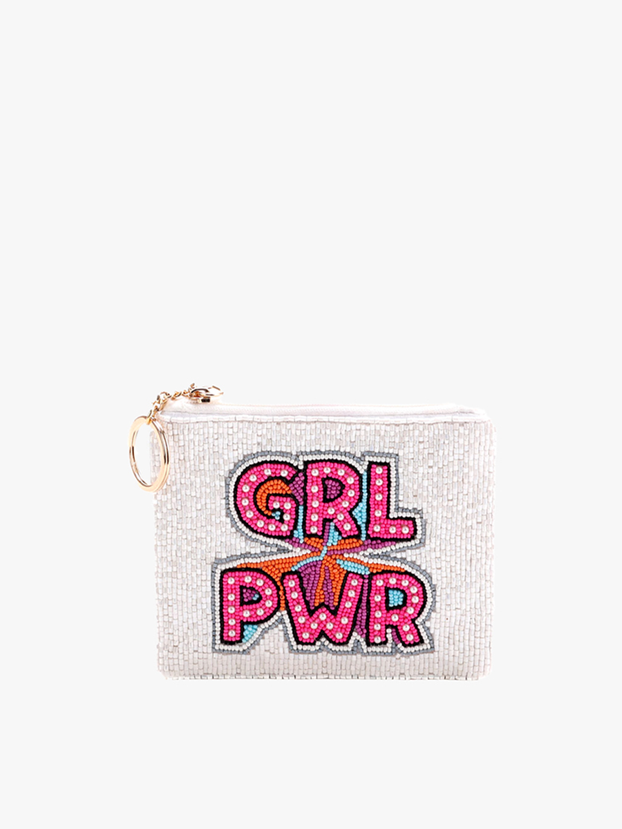 Ricki Beaded Coin Pouch GRL PWR - Jen & Co. vegan handbag