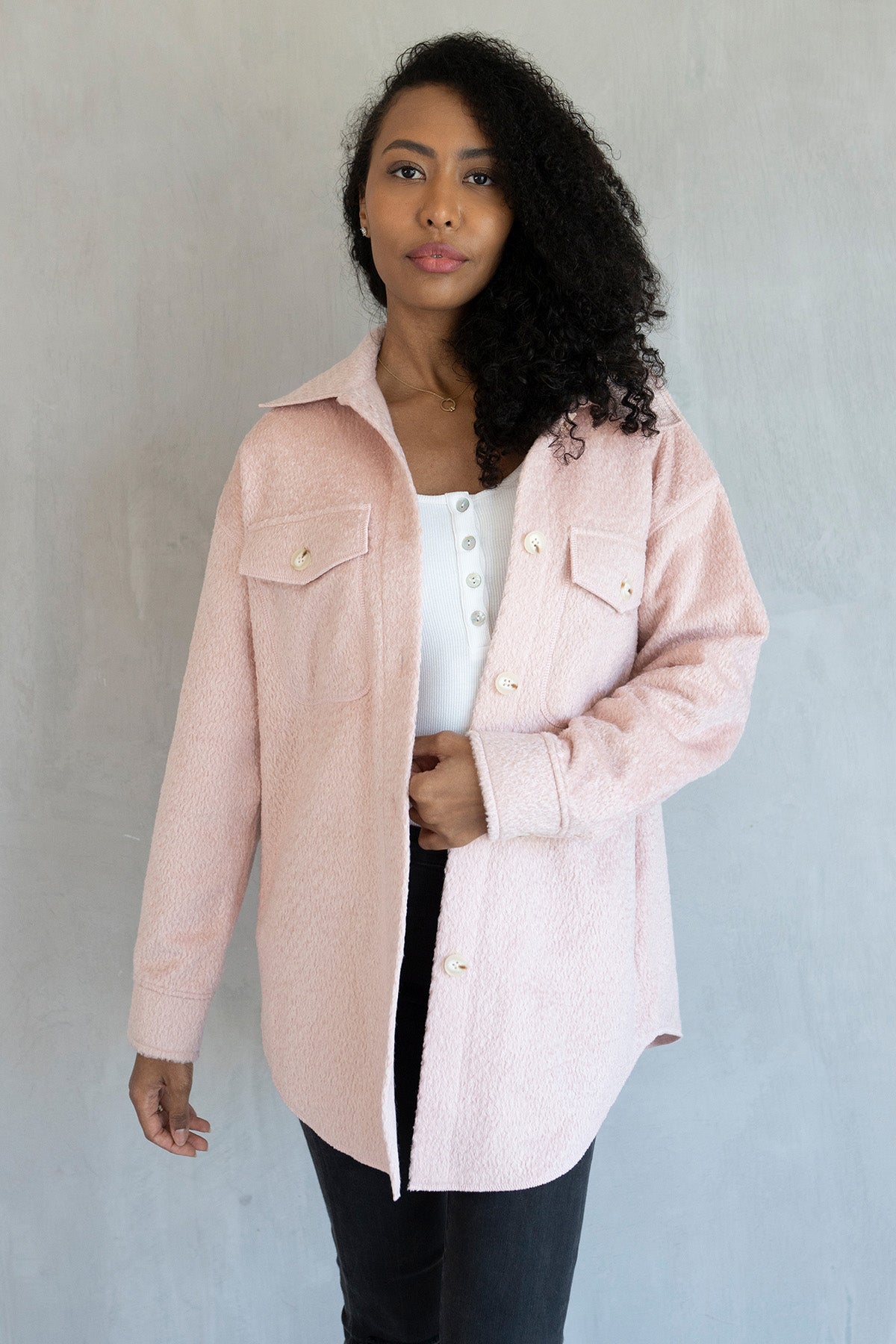 Lyric Jacket in Pink - Jen & Co. vegan handbag