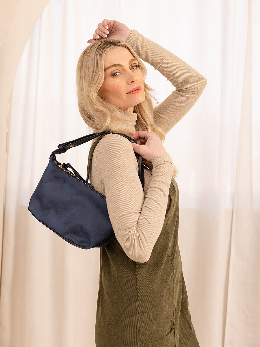 Vittoria Vegan Suede Shoulder Bag - Jen & Co. vegan handbag