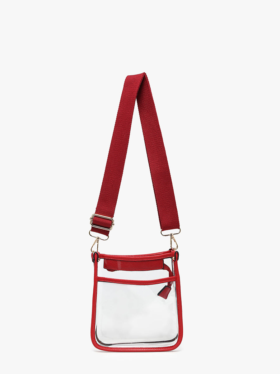 Selah Vegan Clear Crossbody Red - Jen & Co. vegan handbag