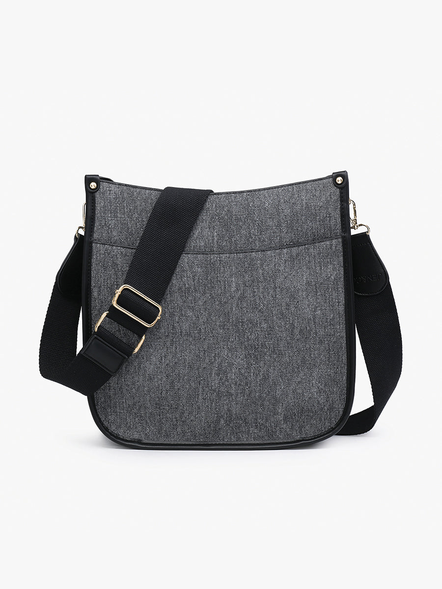 Chloe Denim Crossbody Black - Jen & Co. vegan handbag