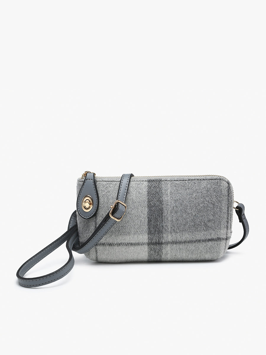 Kendall Plaid Crossbody Grey - Jen & Co. vegan handbag