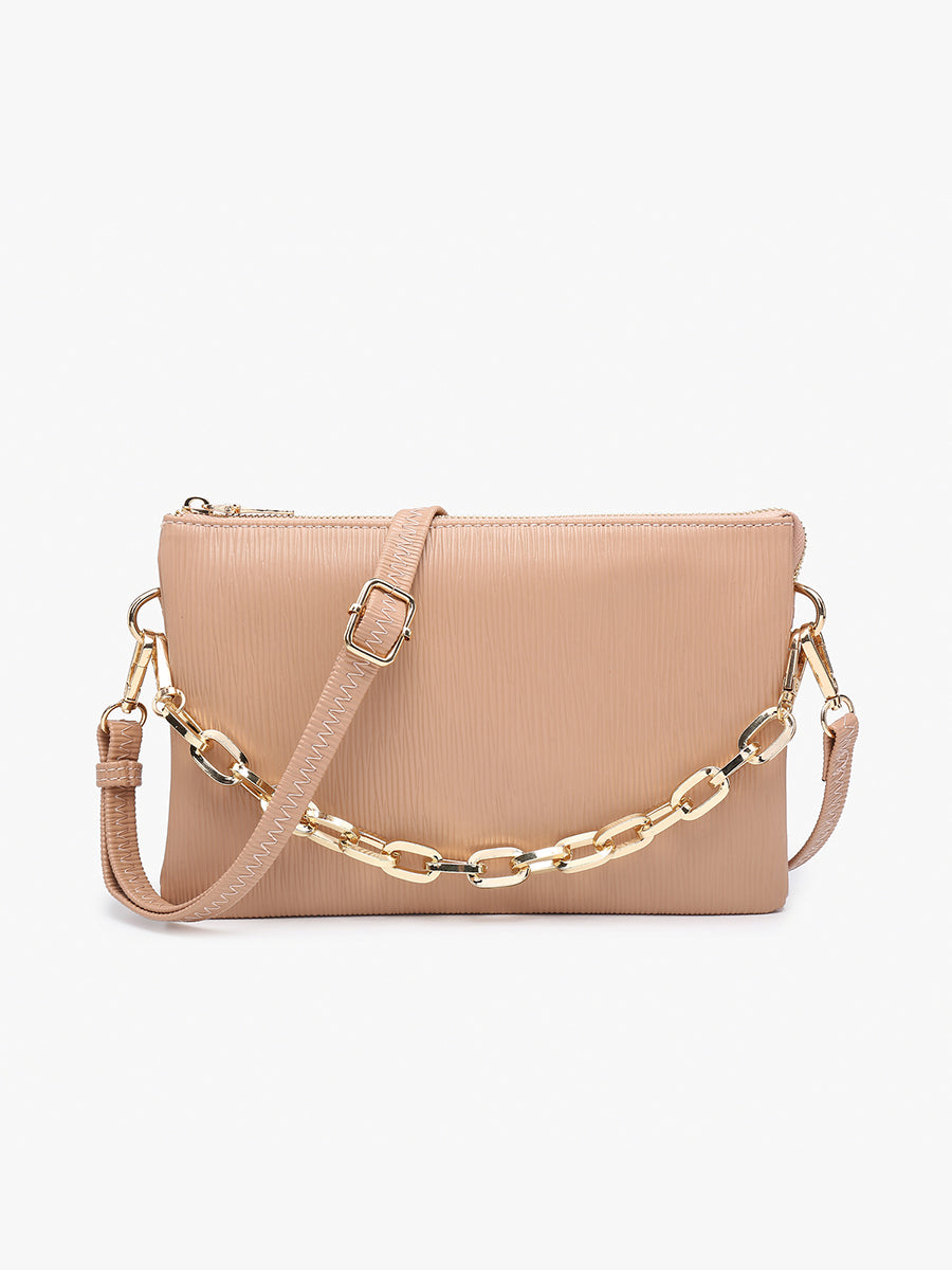 Izzy Vegan Textured Crossbody Taupe - Jen & Co. vegan handbag