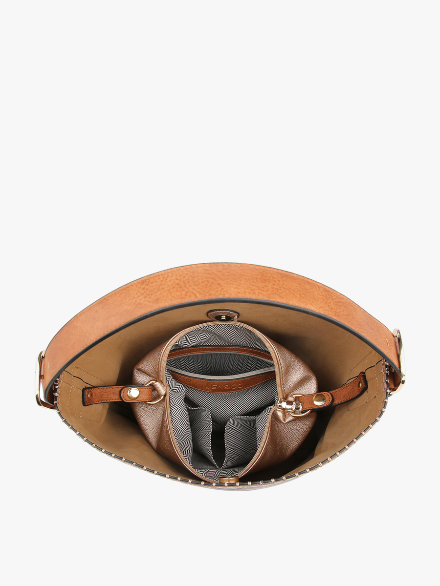 Alexa Vegan Houndstooth Hobo - Jen & Co. vegan handbag