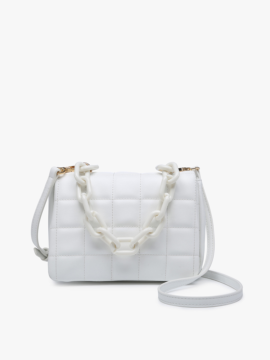 Hayden Vegan Quilted Chain Crossbody White - Jen & Co. vegan handbag
