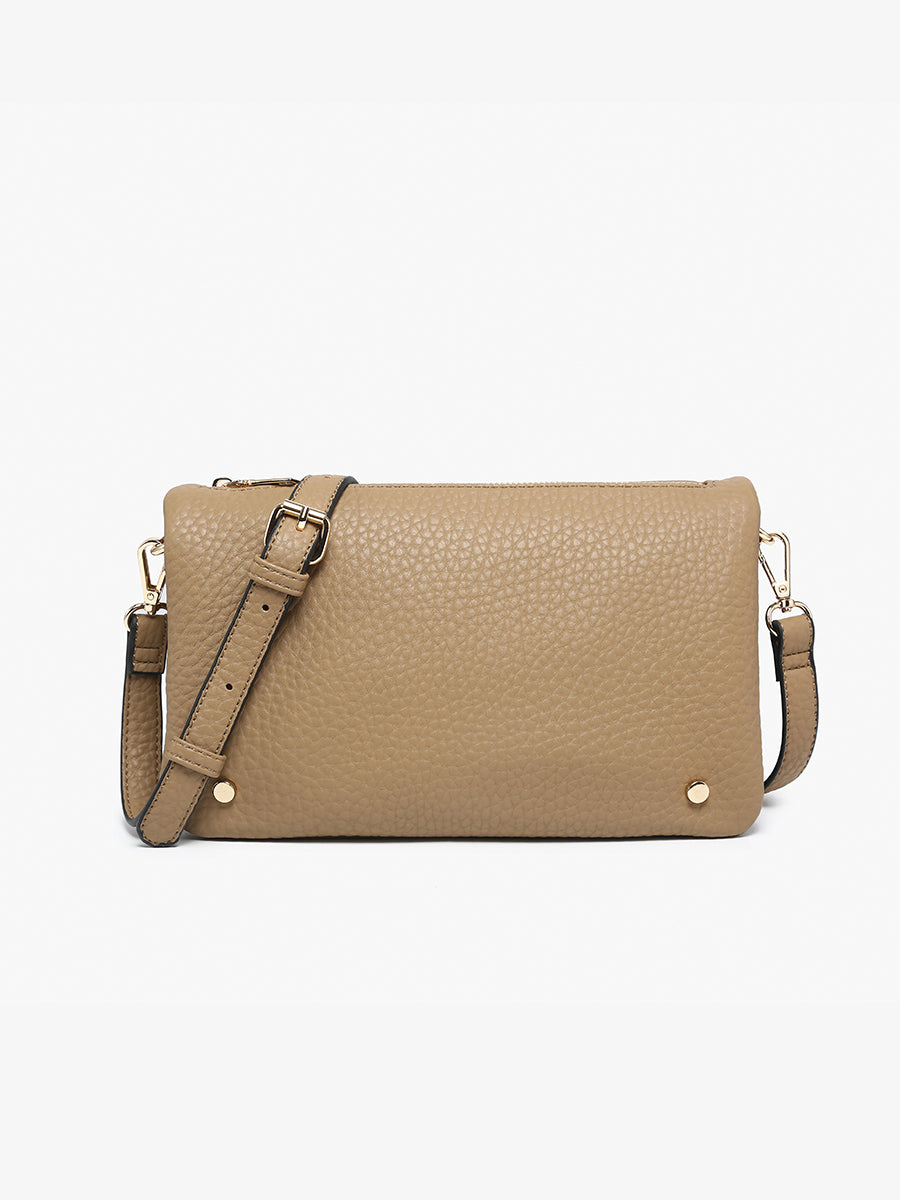 Phiona Vegan Stud Crossbody Taupe - Jen & Co. vegan handbag