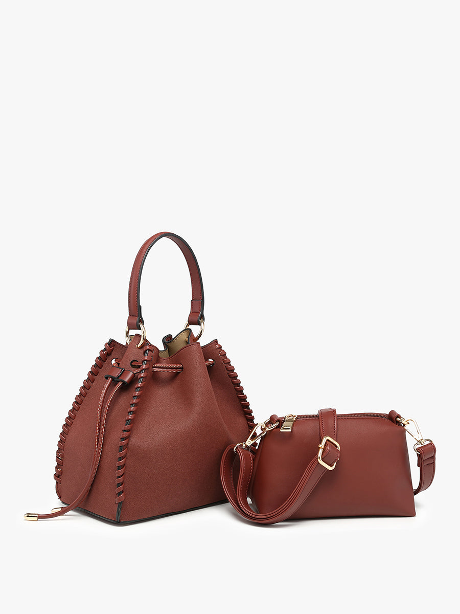 Elsa Vegan Suede Bucket Bag - Jen & Co. vegan handbag