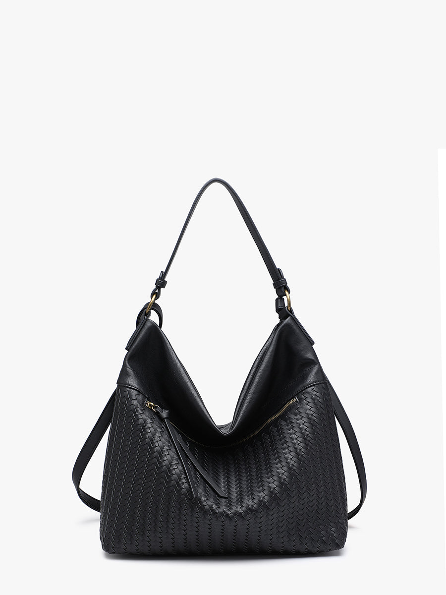 Alaya Vegan Woven Hobo Black - Jen & Co. vegan handbag