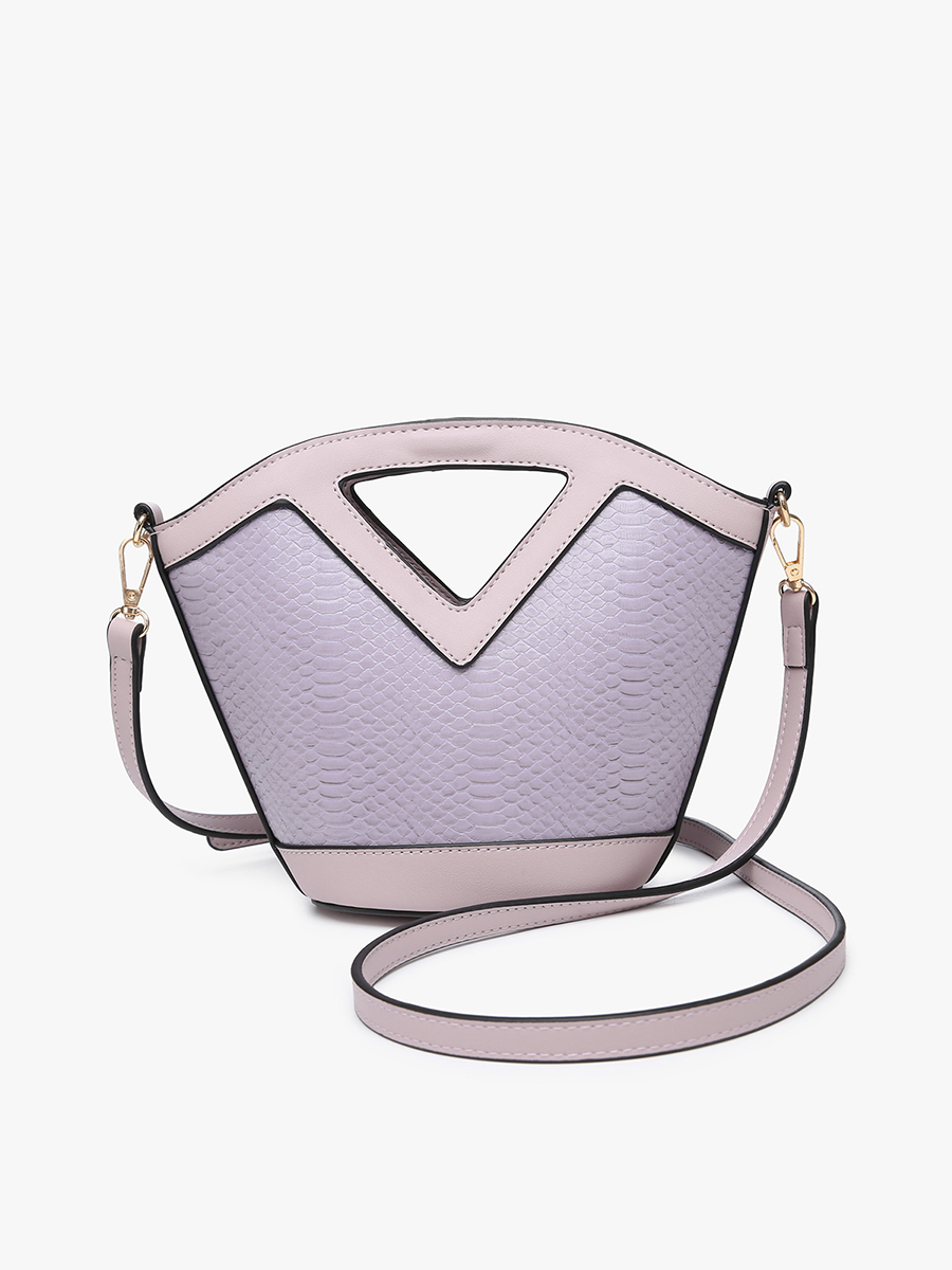 Ashlyn Vegan Snake Bucket Bag Lilac - Jen & Co. vegan handbag
