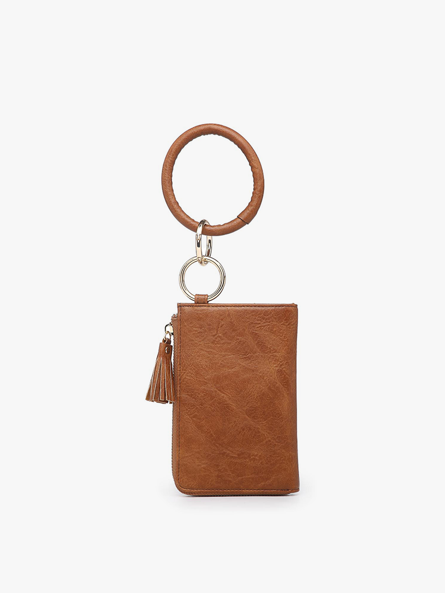 Liv Vegan Bangle Wristlet Brown - Jen & Co. vegan handbag