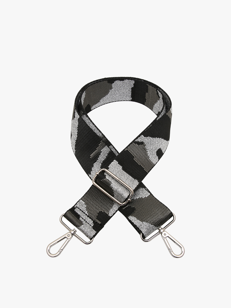 Guitar Strap in Camo Grey - Jen & Co. vegan handbag
