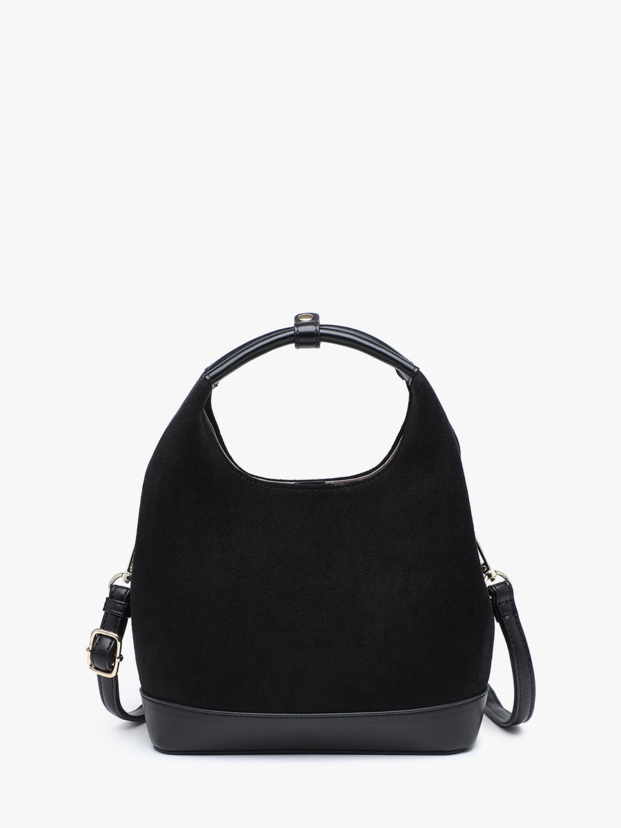 McKenna Vegan Suede Bucket Bag Black - Jen & Co. vegan handbag