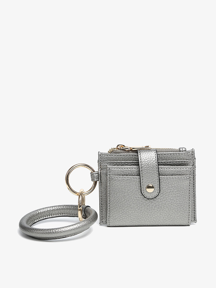 Sammie Vegan Wallet w/ Bangle in Pewter - Jen & Co. vegan handbag