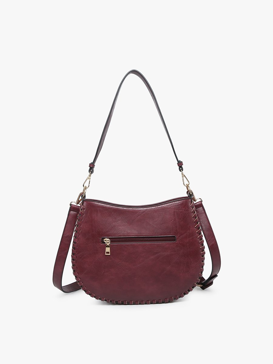 Raquel Vegan Whipstitch Saddle Bag - Jen & Co. vegan handbag