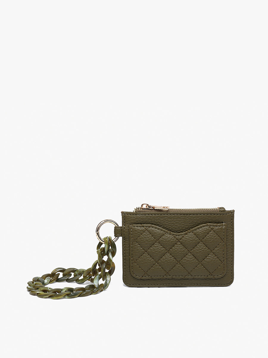 Rhodes Vegan Quilted Bangle in Dark Olive - Jen & Co. vegan handbag