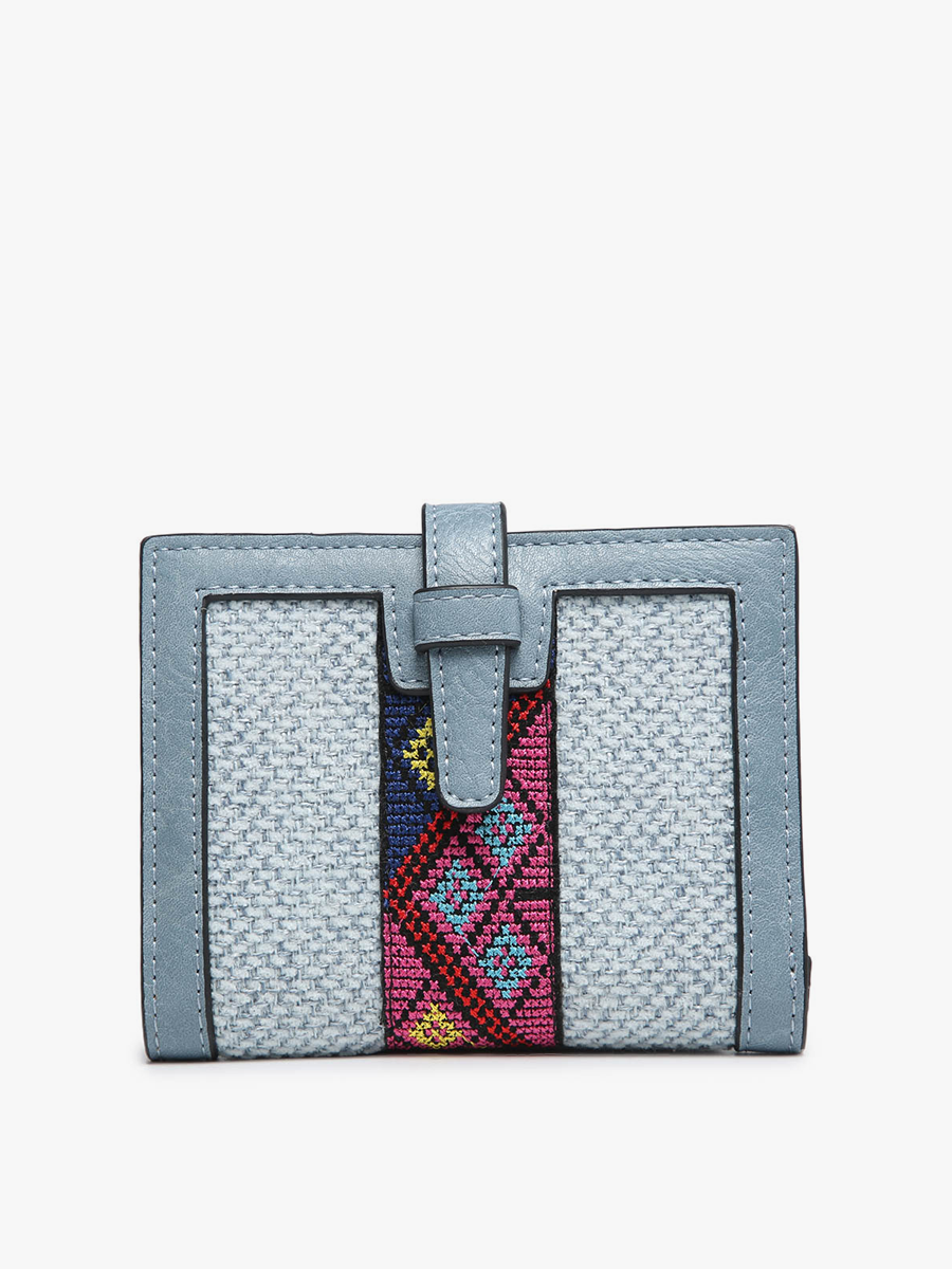 Bessie Vegan Tribal Wallet Blue - Jen & Co. vegan handbag