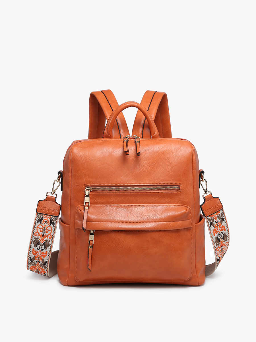 Ladies Luxury Cognac deals Colored Convertible Vegan Leather Crossbody Backpack