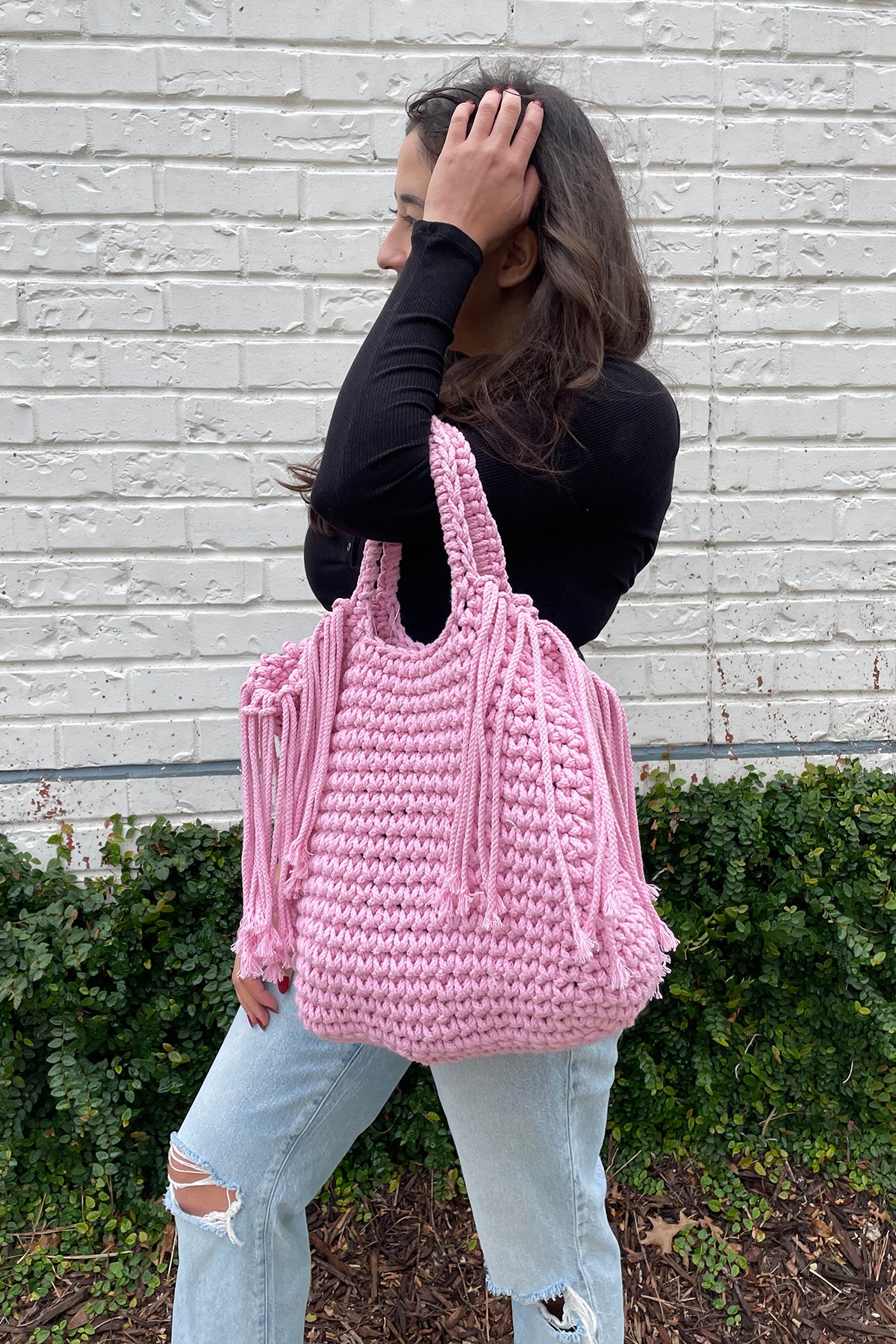 Gracie Macrame Satchel in - Jen & Co. vegan handbag