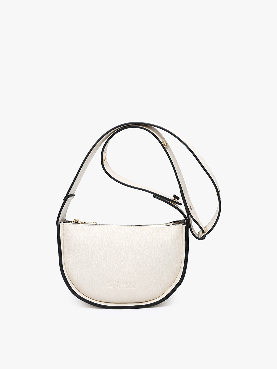 Celine Vegan Crescent Shoulder Bag in Off White - Jen & Co. vegan handbag